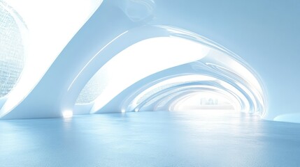 Poster - Abstract architecture background, futuristic white arched interior