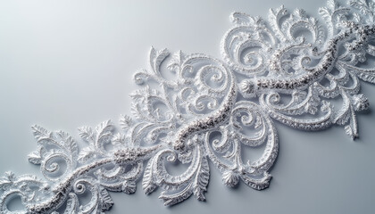 Wall Mural - close-up of intricate silver filigree with high-shine surface against a neutral background, elegant 