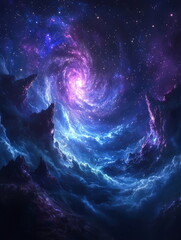 Wall Mural - a vibrant starry night sky with swirling galaxies, bright stars,