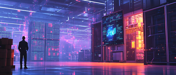 Poster - Data center security operations high-tech facility digital infrastructure futuristic environment strategic perspective supply chain security risks