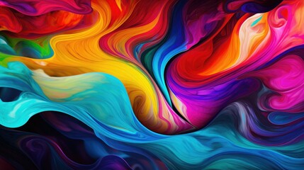 Poster - Abstract waves of vibrant colors pulsating and swirling