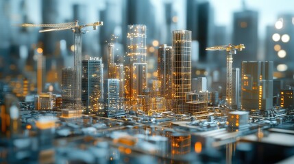 Aufkleber - Urban landscape with digital construction models