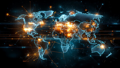 Poster - Global supply chain security analysis digital map visualization data insights cyber environment high-tech viewpoint risk management