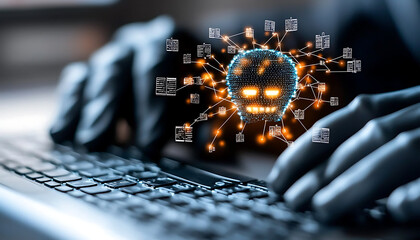 Poster - Cybersecurity threats digital workspace infographic online environment close-up supply chain security risks