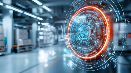 Poster - supply chain security risks warehouse environment digital visualization industrial setting futuristi