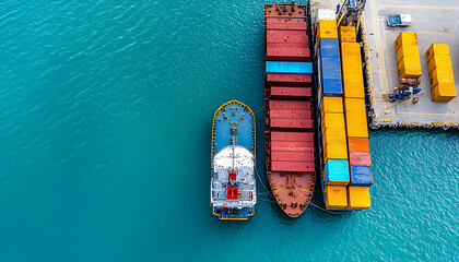 Poster - cargo ship loading operation port aerial view maritime environment supply chain security risks