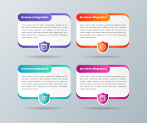 Poster - collection of design business template infographic chart element with shield shape icon place for pr