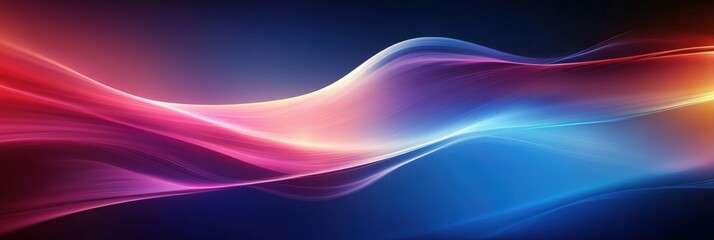 Poster - Vibrant Colorful Waves with Smooth Flowing Patterns in Blue, Pink, and Orange Shades Creating an Aesthetic Background for Creative Design Projects