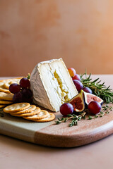 Poster - Cheese board with cheeses, brie cream cheese, grapes and nuts