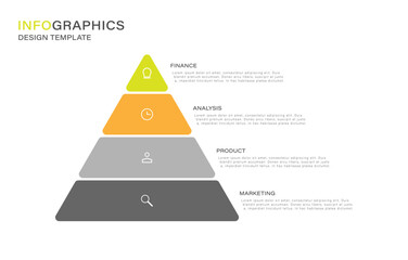 Poster - pyramidal diagram with 4 steps or options. simple infographic design template.