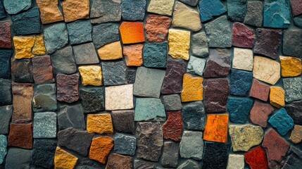 Poster - Colorful Mosaic Wall Close-Up Shot