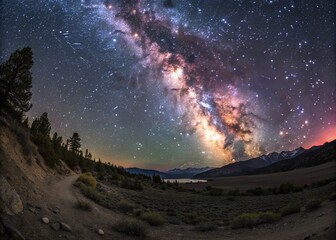 Poster - Stunning 360-Degree HDRI Space Nebula Panorama in Equirectangular Projection for Immersive Night Photography and Cosmic Exploration