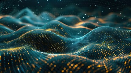 Poster - Abstract wave of binary code flowing through space