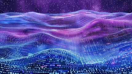 Poster - Abstract wave of binary code flowing through space