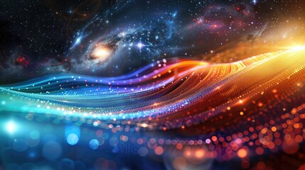 Poster - Abstract wave of binary code flowing through space
