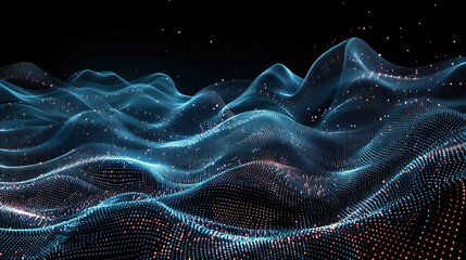 Poster - Abstract wave of binary code flowing through space