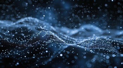 Poster - Abstract wave of binary code flowing through space