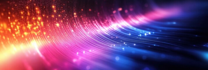 Poster - Vibrant Abstract Light Waves with Shimmering Particles in a Dynamic Colorful Spectrum, Capturing the Essence of Motion and Energy in a Modern Digital Design