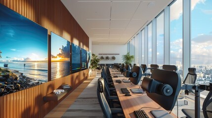 Poster - Modern office with virtual reality setup for training