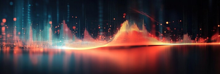 Poster - Vibrant Digital Sound Wave Visualization Representing Audio Frequency Patterns and Data Analysis in a Stunning Colorful Graphic Background