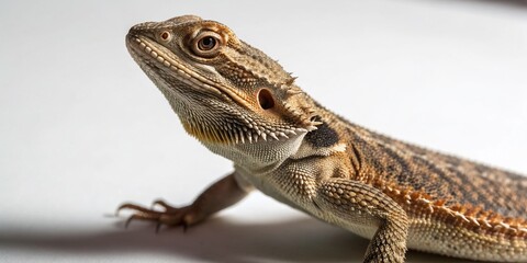 Wall Mural - Stunning Low Light Photography of a Detailed Illustration of a Lizard on a White Isolated Background, Capturing Intricate Textures and Colors for Nature Enthusiasts and Educators