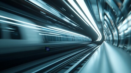 Aufkleber - Abstract Motion Blur of a High-speed Train in a Modern Subway Tunnel Capturing a Dynamic Sense of Speed and Movement in Urban Transportation
