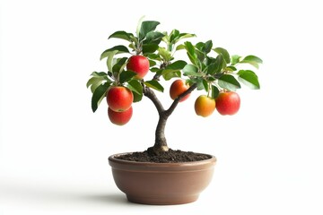 Wall Mural - Apple tree bonsai with red apples.