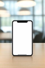 Poster - App interface mockup displayed on a smartphone with a smooth, soft-focus background, allowing for ample copyspace