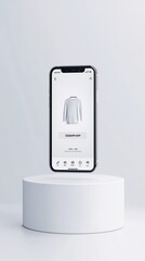 Aufkleber - Realistic smartphone mockup displaying an e-commerce app, on a light gray surface with subtle lighting for an elegant look