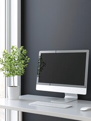 Poster - graphic website layout on a desktop screen mockup, against a light background for clear, focused bra