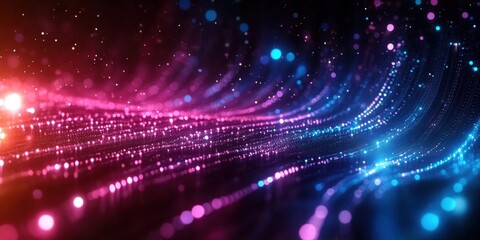 Poster - Abstract Colorful Wave Background with Bokeh Lights in Blue and Pink Shades for Creative Designs and Digital Art Projects