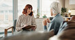 © Clement C/peopleimages.com - Psychologist, notes and senior woman with clipboard and talk for mental health assessment in consultation. Help, support and care with counseling, psychology and evaluation with advice in office