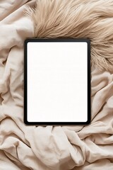 Poster - Clean and contemporary portfolio mockup displayed on a tablet, with ample space for text on the background, perfect for a digital advertising campaign