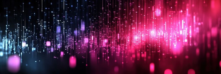 Poster - Vibrant Abstract Background with Glowing Particles and Colorful Light Rays in Shades of Pink and Blue for Futuristic and Modern Design Projects