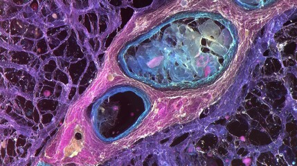 Poster - colorful microscopic view of cellular structures