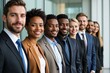 © NeedMoreMars - Professional Business Team Portrait in Office Setting, Diverse Group of Smiling Employees in Formal Attire, Perfect for Corporate Marketing and Company Websites