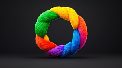 Poster - Colorful, knotted rope forms a circle. The colors are bright and vibrant, creating a sense of energy and excitement. The circle shape is also visually appealing and draws the viewer's eye. Overall