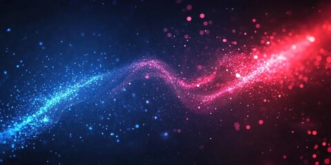 Poster - Vivid Swirling Cosmic Particles in Pink and Blue Creating a Dynamic Abstract Background for Use in Digital Design, Banners, and Graphics