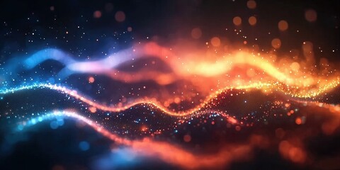 Poster - Colorful Abstract Waves of Light and Sparkles
