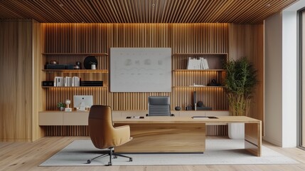 Poster - Modern workspace with minimalistic design and digital boards