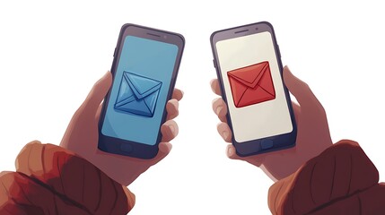 A person using their smart phone with email