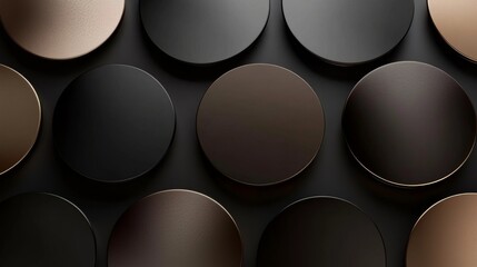 Poster - Elegant Collection of Circular Glossy Surface Textures in Varied Shades of Black, Brown, and Gold for Modern Design and Creative Projects