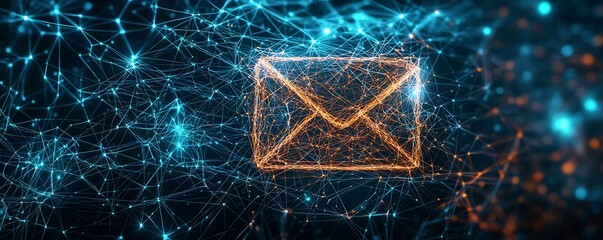 Poster - interwoven email icon representing secure digital communication network