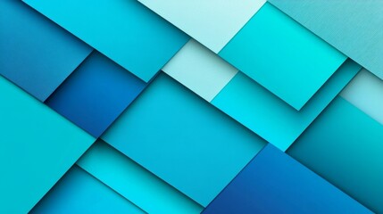 Aufkleber - Abstract Geometric Background with Layered Turquoise and Aqua Shades, Perfect for Modern Design Projects, Textures, and Digital Art Compositions