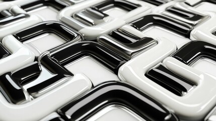Aufkleber - Abstract Pattern of Interlocking Black and White Shapes Creating a Modern, Textured Design Perfect for Graphic Design and Artistic Projects