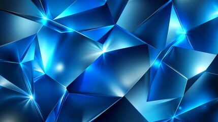 Poster - glimmering blue abstract background with geometric shapes and dynamic light reflections for creative
