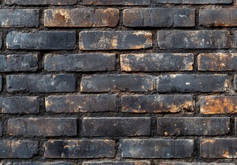 Poster - Aged Black Brick Wall with Textured Surface and Unique Patterns for Urban and Architectural Backgrounds