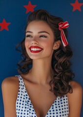 Wall Mural - portrait of a young beautiful woman dressed in a vintage pin-up style