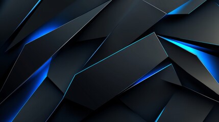 Aufkleber - Abstract geometric pattern with sharp angles and glowing blue edges on a dark background creating a modern digital design suitable for technology themes and graphics.