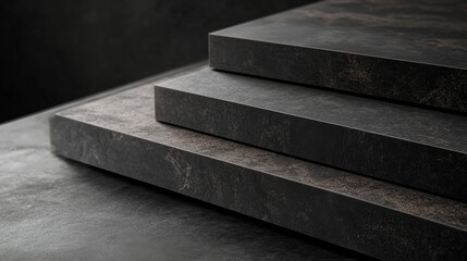 Aufkleber - Dark Textured Stone Layers with Artistic Shadows and Subtle Patterns for Modern Interior Design and Architectural Projects